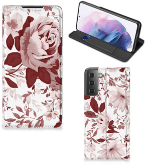 B2Ctelecom GSM Hoesje Samsung Galaxy S21 Plus Bookcase Watercolor Flowers