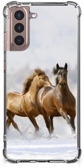 B2Ctelecom GSM Hoesje Samsung Galaxy S21 Plus Bumper Hoesje met transparante rand Paarden