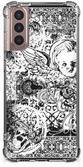 B2Ctelecom GSM Hoesje Samsung Galaxy S21 Plus Doorzichtige Silicone Hoesje met transparante rand Skulls Angel