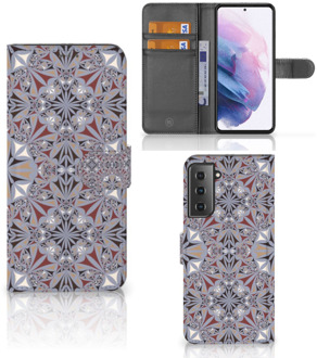 B2Ctelecom GSM Hoesje Samsung Galaxy S21 Plus Flipcover Flower Tiles