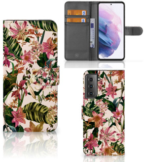 B2Ctelecom GSM Hoesje Samsung Galaxy S21 Plus Fotohoesje ontwerpen Flowers