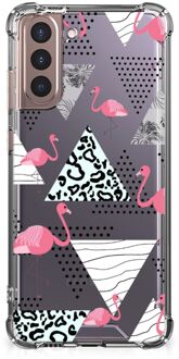 B2Ctelecom GSM Hoesje Samsung Galaxy S21 Plus GSM Hoesje met doorzichtige rand Flamingo Triangle