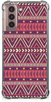 B2Ctelecom GSM Hoesje Samsung Galaxy S21 Plus Hoesje met naam met transparante rand Aztec Purple