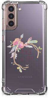 B2Ctelecom GSM Hoesje Samsung Galaxy S21 Plus Leuk TPU Back Case met transparante rand Boho Text