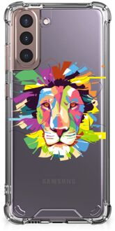 B2Ctelecom GSM Hoesje Samsung Galaxy S21 Plus Leuk TPU Back Cover met transparante rand Lion Color