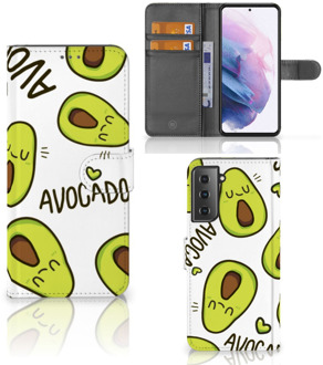 B2Ctelecom GSM Hoesje Samsung Galaxy S21 Plus Mobiel Bookcase Valentijn Cadeautje Haar Avocado Singing