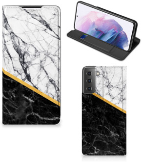 B2Ctelecom GSM Hoesje Samsung Galaxy S21 Plus Mobiel Case Marble White Black