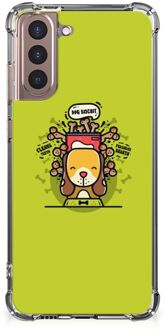 B2Ctelecom GSM Hoesje Samsung Galaxy S21 Plus Silicone Back Case met transparante rand Doggy Biscuit