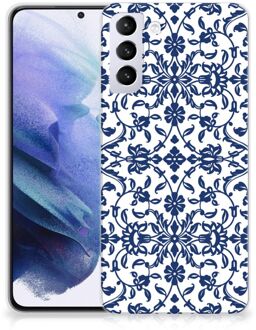 B2Ctelecom GSM Hoesje Samsung Galaxy S21 Plus Trendy Telefoonhoesjes Flower Blue