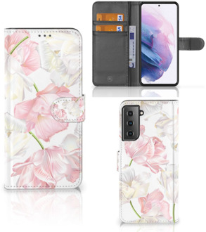 B2Ctelecom GSM Hoesje Samsung Galaxy S21 Plus Wallet Book Case Cadeau voor Mama Lovely Flowers