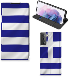 B2Ctelecom GSM Hoesje Samsung Galaxy S21 Plus Wallet Book Case Griekse Vlag