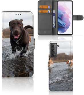 B2Ctelecom GSM Hoesje Samsung Galaxy S21 Plus Wallet Book Case Honden Labrador