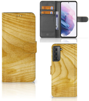 B2Ctelecom GSM Hoesje Samsung Galaxy S21 Plus Wallet Book Case Licht Hout