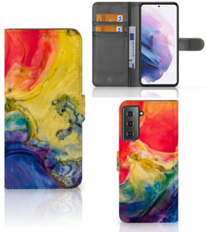 B2Ctelecom GSM Hoesje Samsung Galaxy S21 Plus Wallet Book Case Watercolor Dark