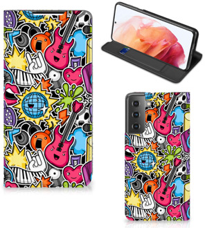 B2Ctelecom GSM Hoesje Samsung Galaxy S21 Telefoonhoesje Portemonnee Punk Rock