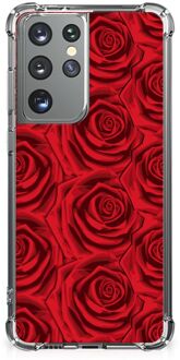 B2Ctelecom GSM Hoesje Samsung Galaxy S21 Ultra Anti Shock Case met transparante rand Red Roses