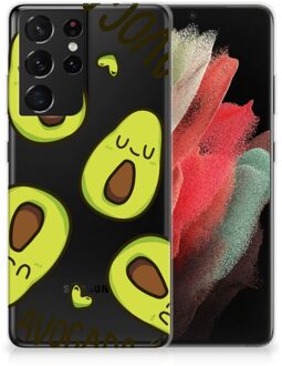 B2Ctelecom GSM Hoesje Samsung Galaxy S21 Ultra Backcase TPU Siliconen Hoesje Transparant Avocado Singing