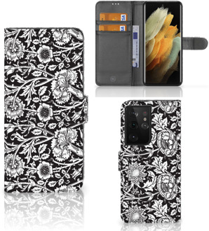 B2Ctelecom GSM Hoesje Samsung Galaxy S21 Ultra Beschermhoes Black Flowers