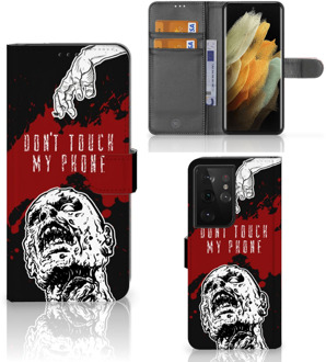 B2Ctelecom GSM Hoesje Samsung Galaxy S21 Ultra Book Case met Pasjeshouder Zombie Blood