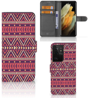 B2Ctelecom GSM Hoesje Samsung Galaxy S21 Ultra Bookcase Aztec Purple