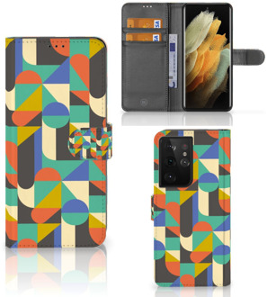 B2Ctelecom GSM Hoesje Samsung Galaxy S21 Ultra Bookcase Funky Retro