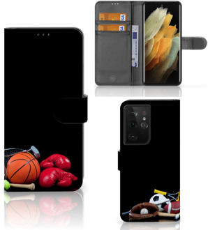 B2Ctelecom GSM Hoesje Samsung Galaxy S21 Ultra Bookcover Ontwerpen Voetbal, Tennis, Boxing… Sports