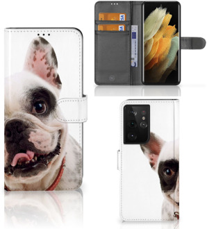 B2Ctelecom GSM Hoesje Samsung Galaxy S21 Ultra Bookstyle Case Franse Bulldog