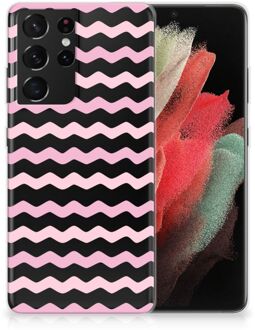 B2Ctelecom GSM Hoesje Samsung Galaxy S21 Ultra Bumper Hoesje Waves Roze