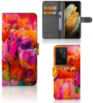 B2Ctelecom GSM Hoesje Samsung Galaxy S21 Ultra Cover met Tekst Tulips