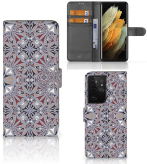 B2Ctelecom GSM Hoesje Samsung Galaxy S21 Ultra Flipcover Flower Tiles