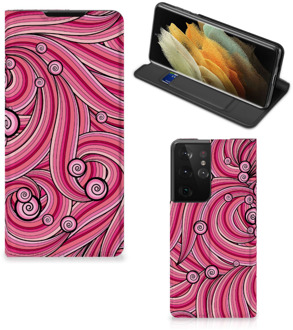 B2Ctelecom GSM Hoesje Samsung Galaxy S21 Ultra Foto Hoesje ontwerpen Swirl Pink