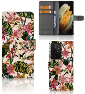 B2Ctelecom GSM Hoesje Samsung Galaxy S21 Ultra Fotohoesje ontwerpen Flowers