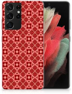 B2Ctelecom GSM Hoesje Samsung Galaxy S21 Ultra Hoesje met Tekst Batik Red