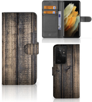 B2Ctelecom GSM Hoesje Samsung Galaxy S21 Ultra Leuk Case Cadeau voor Mannen Steigerhout