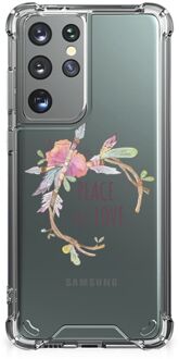 B2Ctelecom GSM Hoesje Samsung Galaxy S21 Ultra Leuk TPU Back Case met transparante rand Boho Text