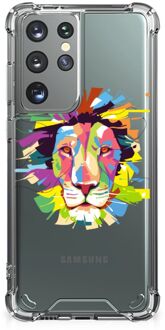 B2Ctelecom GSM Hoesje Samsung Galaxy S21 Ultra Leuk TPU Back Cover met transparante rand Lion Color