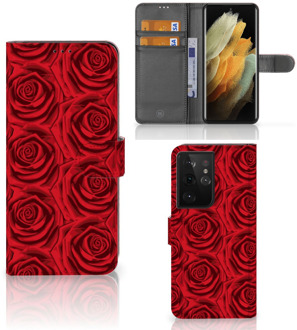 B2Ctelecom GSM Hoesje Samsung Galaxy S21 Ultra Mobiel Bookcase Red Roses