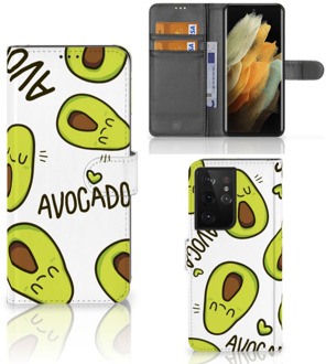 B2Ctelecom GSM Hoesje Samsung Galaxy S21 Ultra Mobiel Bookcase Valentijn Cadeautje Haar Avocado Singing