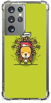 B2Ctelecom GSM Hoesje Samsung Galaxy S21 Ultra Silicone Back Case met transparante rand Doggy Biscuit