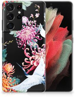 B2Ctelecom GSM Hoesje Samsung Galaxy S21 Ultra Smartphonehoesje Customize Bird Flowers