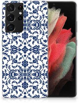 B2Ctelecom GSM Hoesje Samsung Galaxy S21 Ultra Trendy Telefoonhoesjes Flower Blue