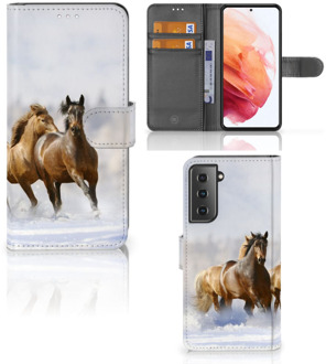 B2Ctelecom GSM Hoesje Samsung Galaxy S21 Wallet Book Case Paarden