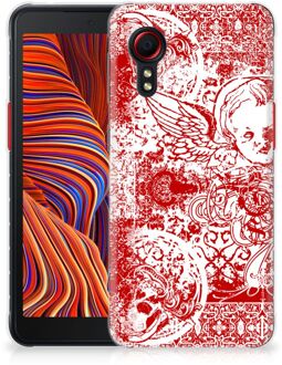 B2Ctelecom GSM Hoesje Samsung Galaxy Xcover 5 Back Case TPU Siliconen Hoesje Angel Skull Red