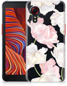 B2Ctelecom GSM Hoesje Samsung Galaxy Xcover 5 Back Case TPU Siliconen Hoesje Doorzichtig Mooie Bloemen