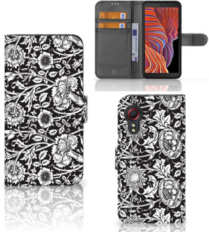 B2Ctelecom GSM Hoesje Samsung Galaxy Xcover 5 Beschermhoes Black Flowers