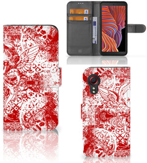 B2Ctelecom GSM Hoesje Samsung Galaxy Xcover 5 Book Style Case Angel Skull Red