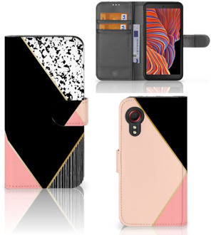 B2Ctelecom GSM Hoesje Samsung Galaxy Xcover 5 Bookcase Black Pink Shapes