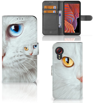 B2Ctelecom GSM Hoesje Samsung Galaxy Xcover 5 Bookcover Case Witte Kat