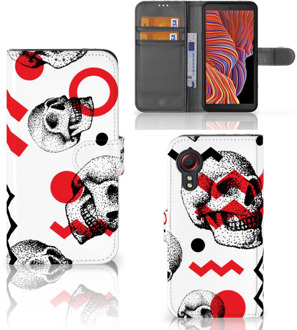 B2Ctelecom GSM Hoesje Samsung Galaxy Xcover 5 Bookstyle Case Skull Red