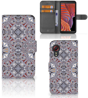 B2Ctelecom GSM Hoesje Samsung Galaxy Xcover 5 Flipcover Flower Tiles